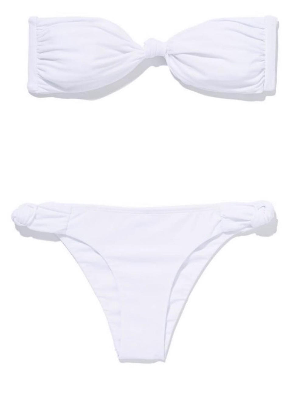 La Maree White Bikini Set Strapless Bandeau Knot Front Top Two Piece Swim XS